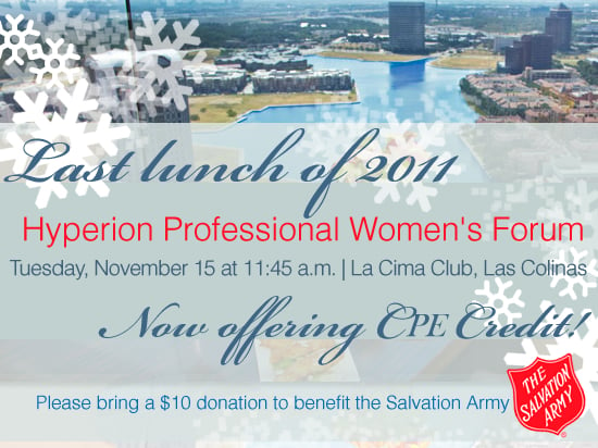 11/15 Hyperion Women's Luncheon, Now Offering CPE Credit!