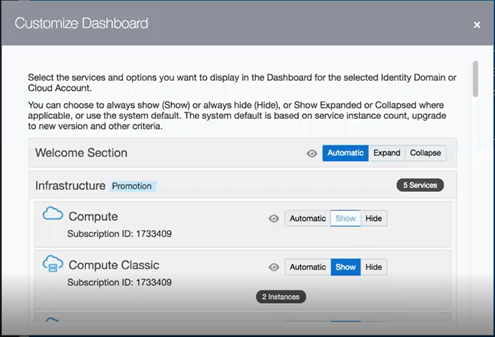 Customize Dashboard